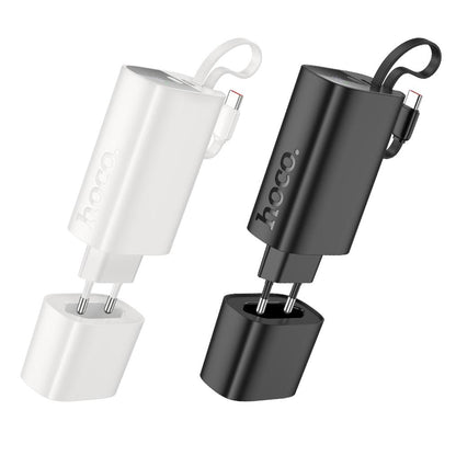 HOCO J148 2-i-1 powerbank, 5000 mAh, 20 W, PD, 2 x USB-C, svart