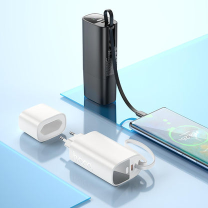 HOCO J148 2-i-1 powerbank, 5000 mAh, 20 W, PD, 2 x USB-C, svart