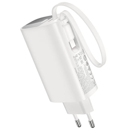 HOCO J148 2-i-1 powerbank, 5000 mAh, 20 W, PD, 2 x USB-C, hvit