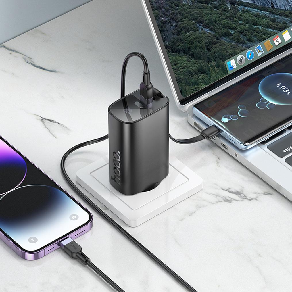 HOCO J148 2-i-1 powerbank, 5000 mAh, 20 W, PD, 2 x USB-C, svart