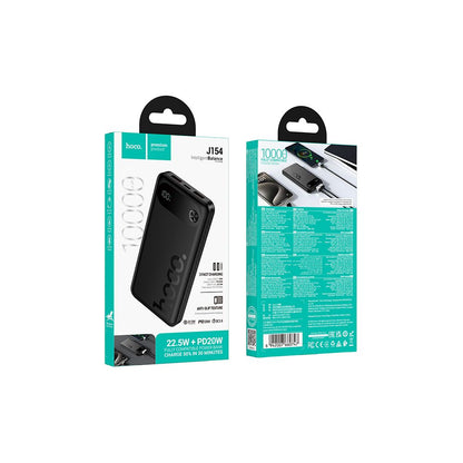 Ekstern batteri HOCO J154, 10000mAh, 22,5W, QC + PD, 1 x USB-C - 2 x USB-A, Svart