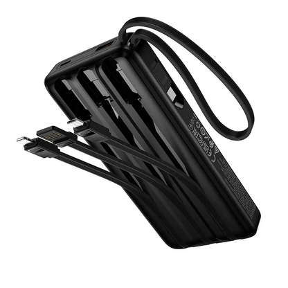 Ekstern batteri HOCO J156 Founder, 10000mAh, 22,5W, QC + PD, 1 x Lightning - 1 x microUSB - 1 x USB-A - 2 x USB-C, Svart