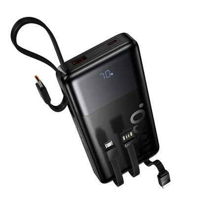 Ekstern batteri HOCO J156 Founder, 10000mAh, 22,5W, QC + PD, 1 x Lightning - 1 x microUSB - 1 x USB-A - 2 x USB-C, Svart