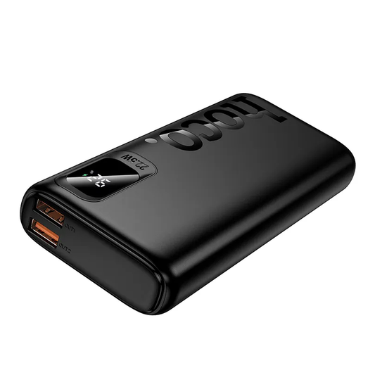 Ekstern batteri HOCO J158 Pro, 10000mAh, 22,5W, QC + PD, 1 x USB-C - 2 x USB-A, Svart