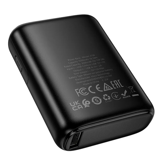 Ekstern batteri HOCO J158, 5000mAh, 10W, 1 x USB-A, Svart