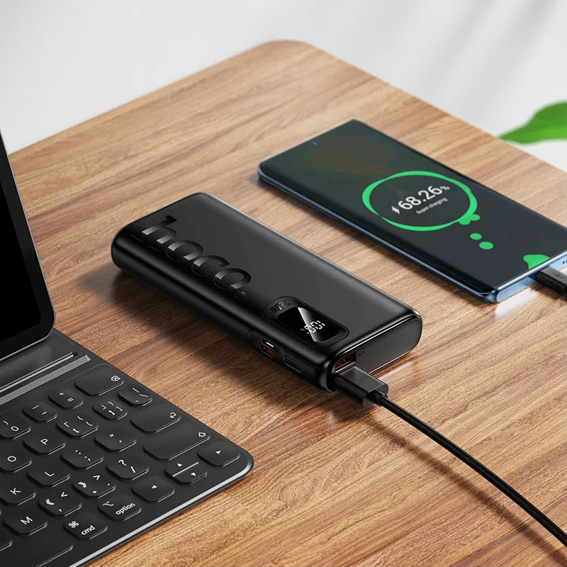 Ekstern batteri HOCO J158 Pro, 10000mAh, 22,5W, QC + PD, 1 x USB-C - 2 x USB-A, Svart
