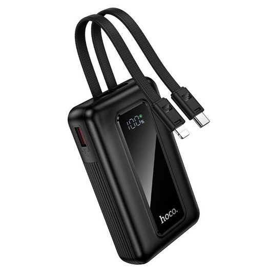 Ekstern batteri HOCO J162, 10000mAh, 22.5W, QC + PD, 1 x Lightning - 1 x USB-A - 2 x USB-C, Svart