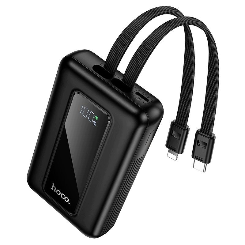 Ekstern batteri HOCO J162, 10000mAh, 22.5W, QC + PD, 1 x Lightning - 1 x USB-A - 2 x USB-C, Svart