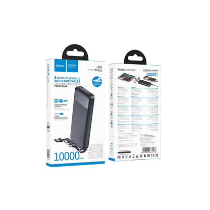 Ekstern batteri HOCO J163, 10000mAh, 10W, 1 x Lightning - 1 x microUSB - 2 x USB-A - 1 x USB-C, Svart