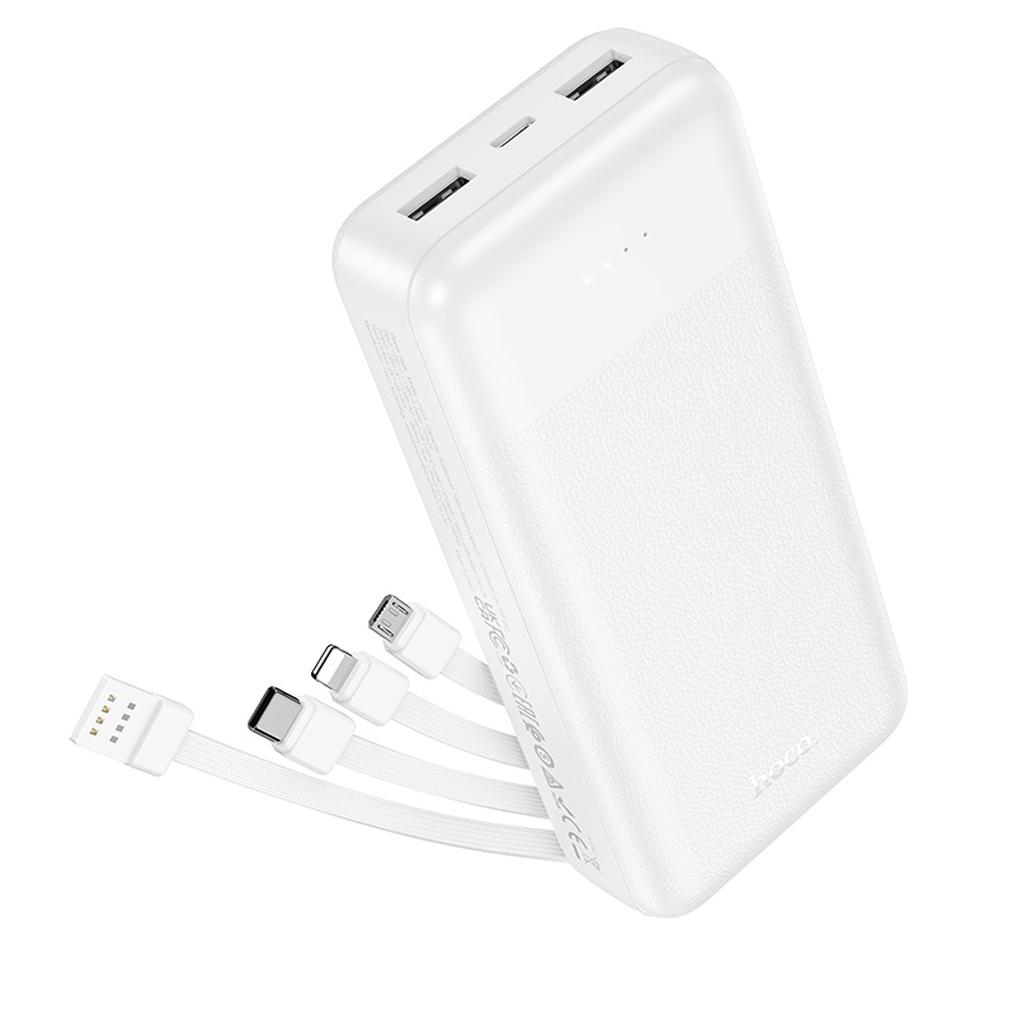 HOCO J163A powerbank, 20 000 mAh, 10 W, 1 x Lightning – 1 x microUSB – 1 x USB-C – 2 x USB-A, hvit