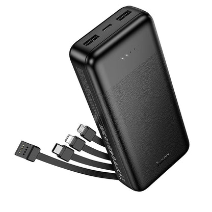 HOCO J163A powerbank, 20 000 mAh, 10 W, 1 x Lightning – 1 x microUSB – 1 x USB-C – 2 x USB-A, svart