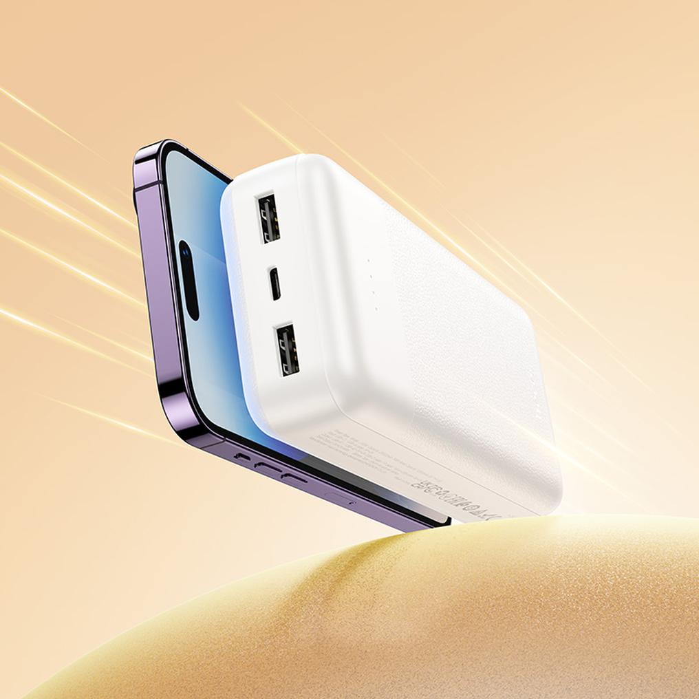 HOCO J163A powerbank, 20 000 mAh, 10 W, 1 x Lightning – 1 x microUSB – 1 x USB-C – 2 x USB-A, hvit