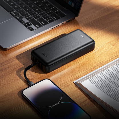 HOCO J163A powerbank, 20 000 mAh, 10 W, 1 x Lightning – 1 x microUSB – 1 x USB-C – 2 x USB-A, svart