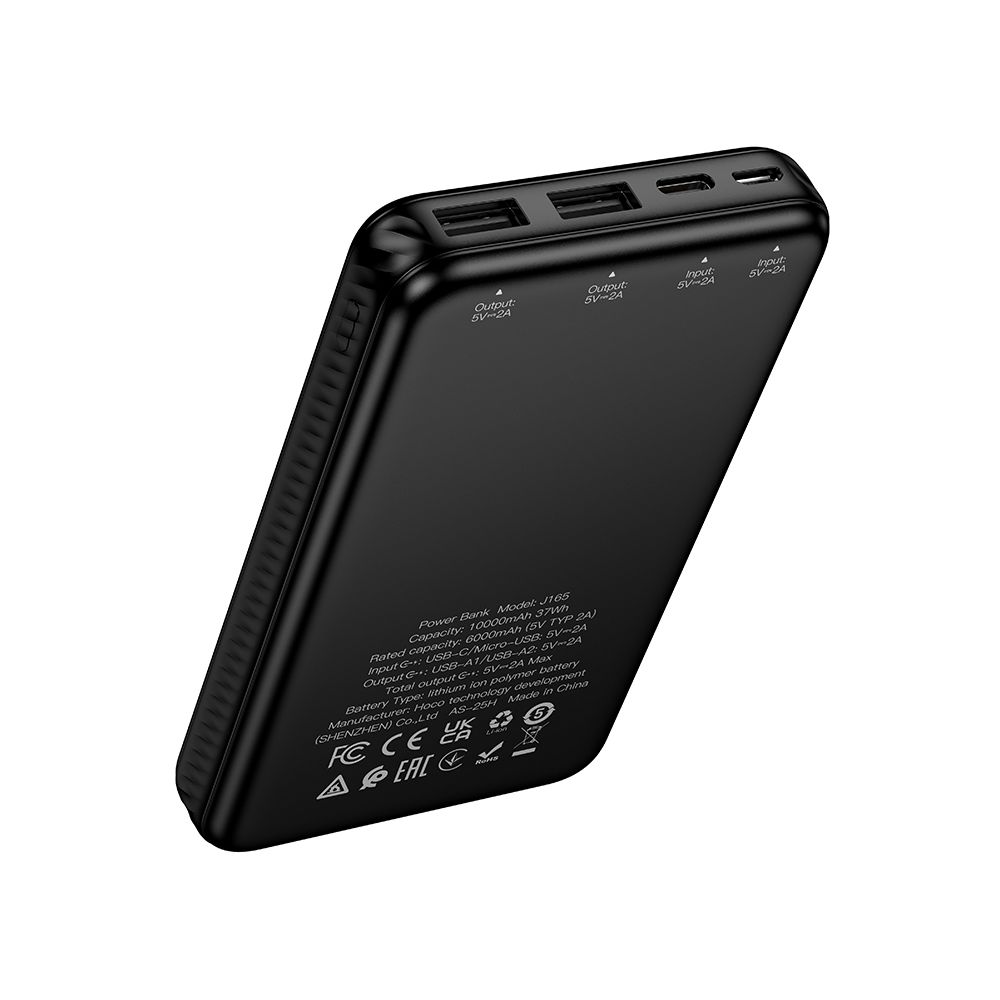 Ekstern batteri HOCO J165A, 10000mAh, 10W, 2 x USB-A, Svart