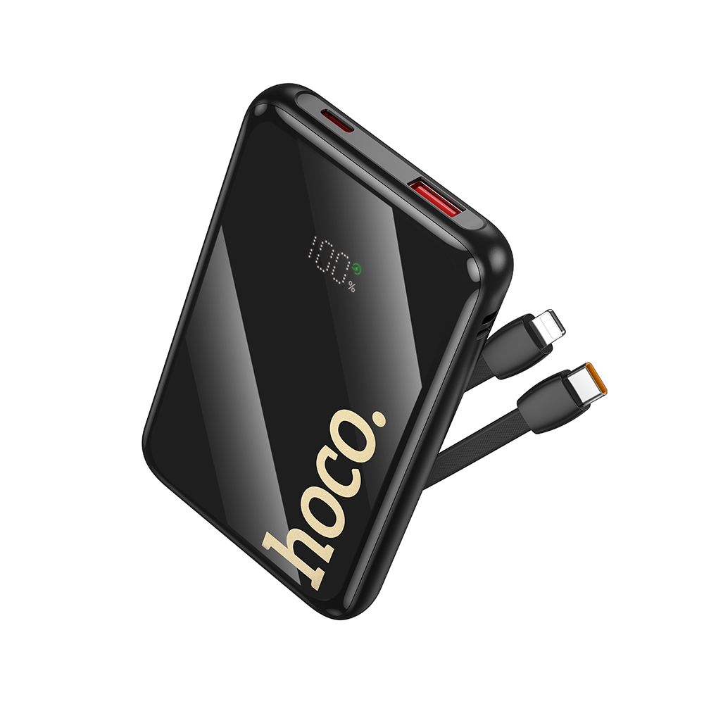 Ekstern batteri HOCO Q37, 10000mAh, 22,5W, QC + PD, 1 x Lightning - 1 x USB-A - 2 x USB-C, Svart