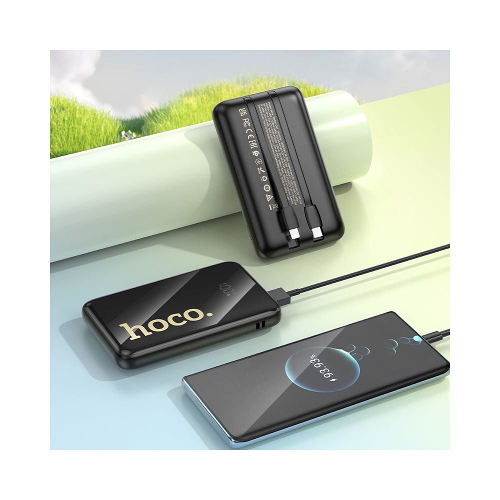 Ekstern batteri HOCO Q37, 10000mAh, 22,5W, QC + PD, 1 x Lightning - 1 x USB-A - 2 x USB-C, Svart