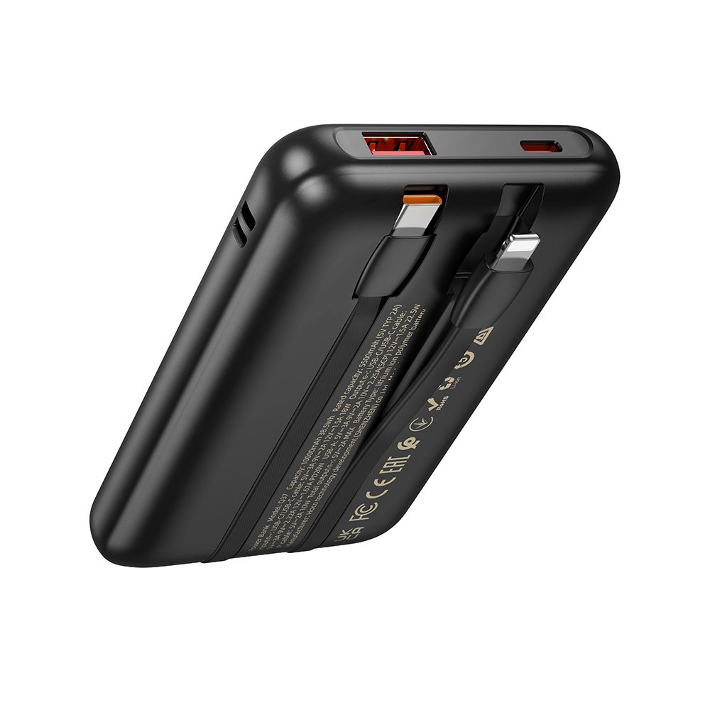Ekstern batteri HOCO Q37, 10000mAh, 22,5W, QC + PD, 1 x Lightning - 1 x USB-A - 2 x USB-C, Svart