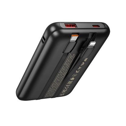 Ekstern batteri HOCO Q37, 10000mAh, 22,5W, QC + PD, 1 x Lightning - 1 x USB-A - 2 x USB-C, Svart