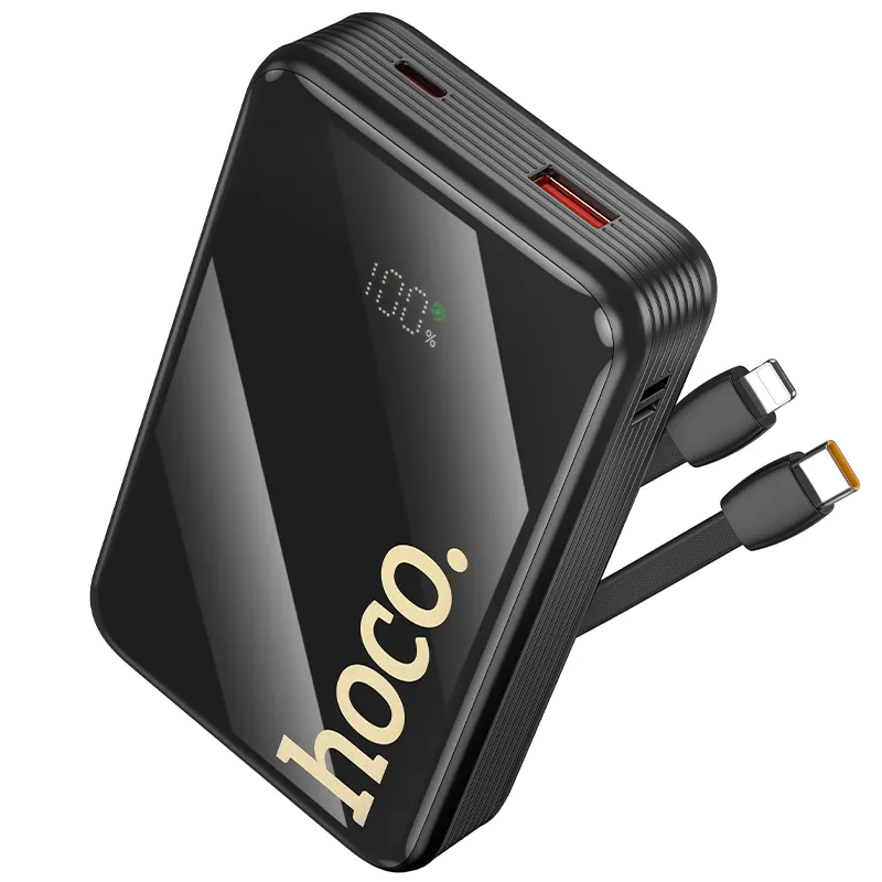 Ekstern batteri HOCO Q37A, 20000mAh, 22,5W, QC + PD, 1 x Lightning - 1 x USB-A - 2 x USB-C, svart