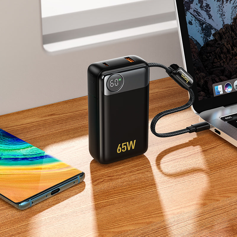 Ekstern batteri HOCO Q53, 12000mAh, 65W, QC + PD, 1 x USB-A - 2 x USB-C, Svart