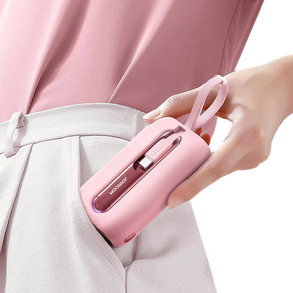 Ekstern batteri Joyroom Colorful Series JR-L012, 10000mAh, 22.5W, QC + PD, 1 x Lightning - 2 x USB-C, Rosa