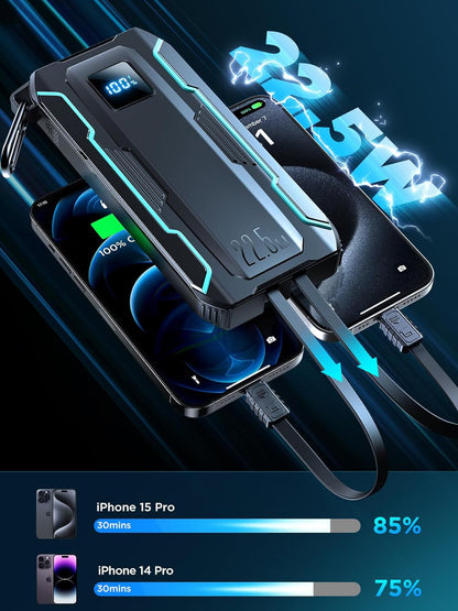 Ekstern batteri Joyroom JR-L017, 10000mAh, 22.5W, QC + PD, 1 x Lightning - 1 x USB-A - 2 x USB-C, Svart
