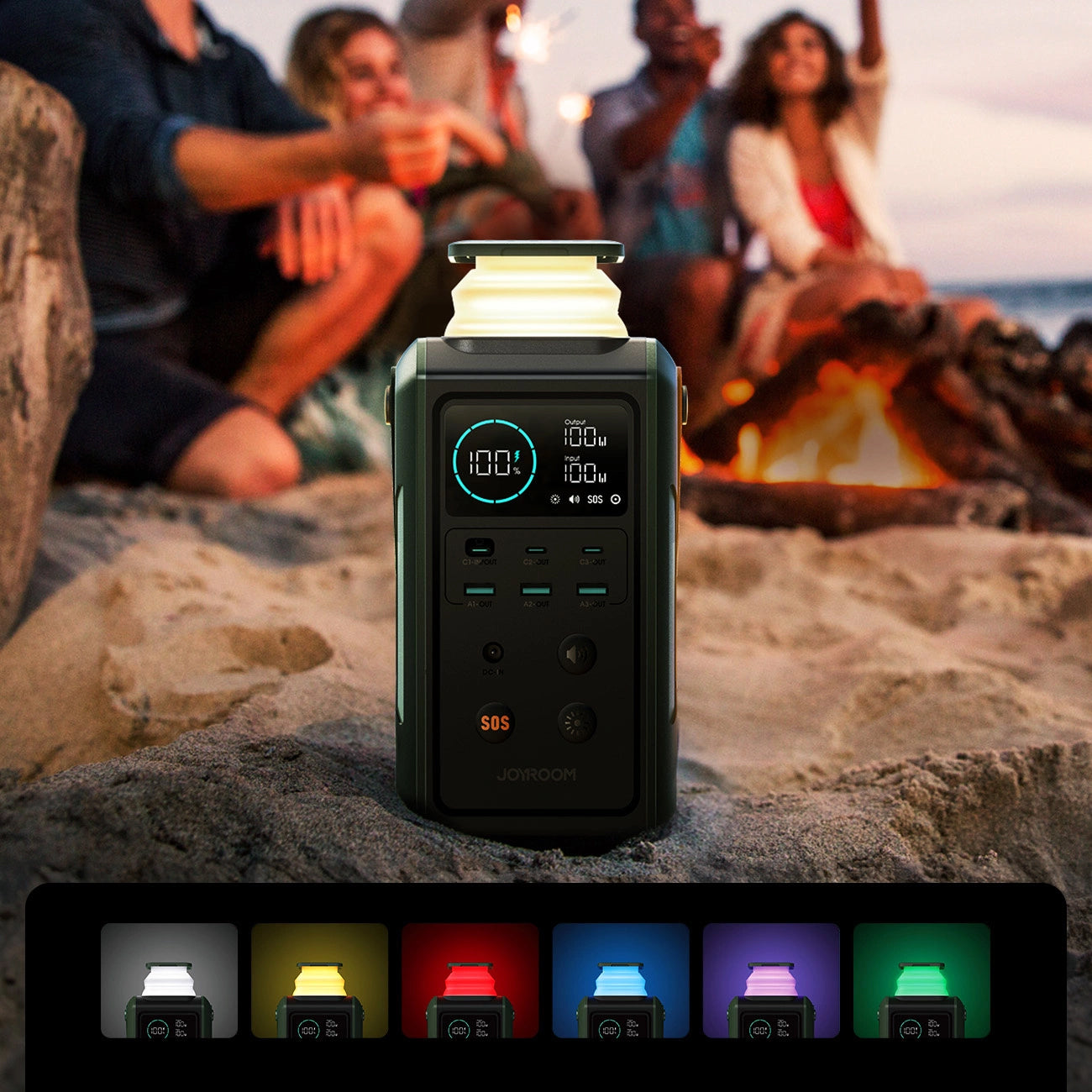 Ekstern batteri Joyroom JR-PBF10, 75000mAh, 100W, QC + PD, 3 x USB-A - 3 x USB-C, Grønn