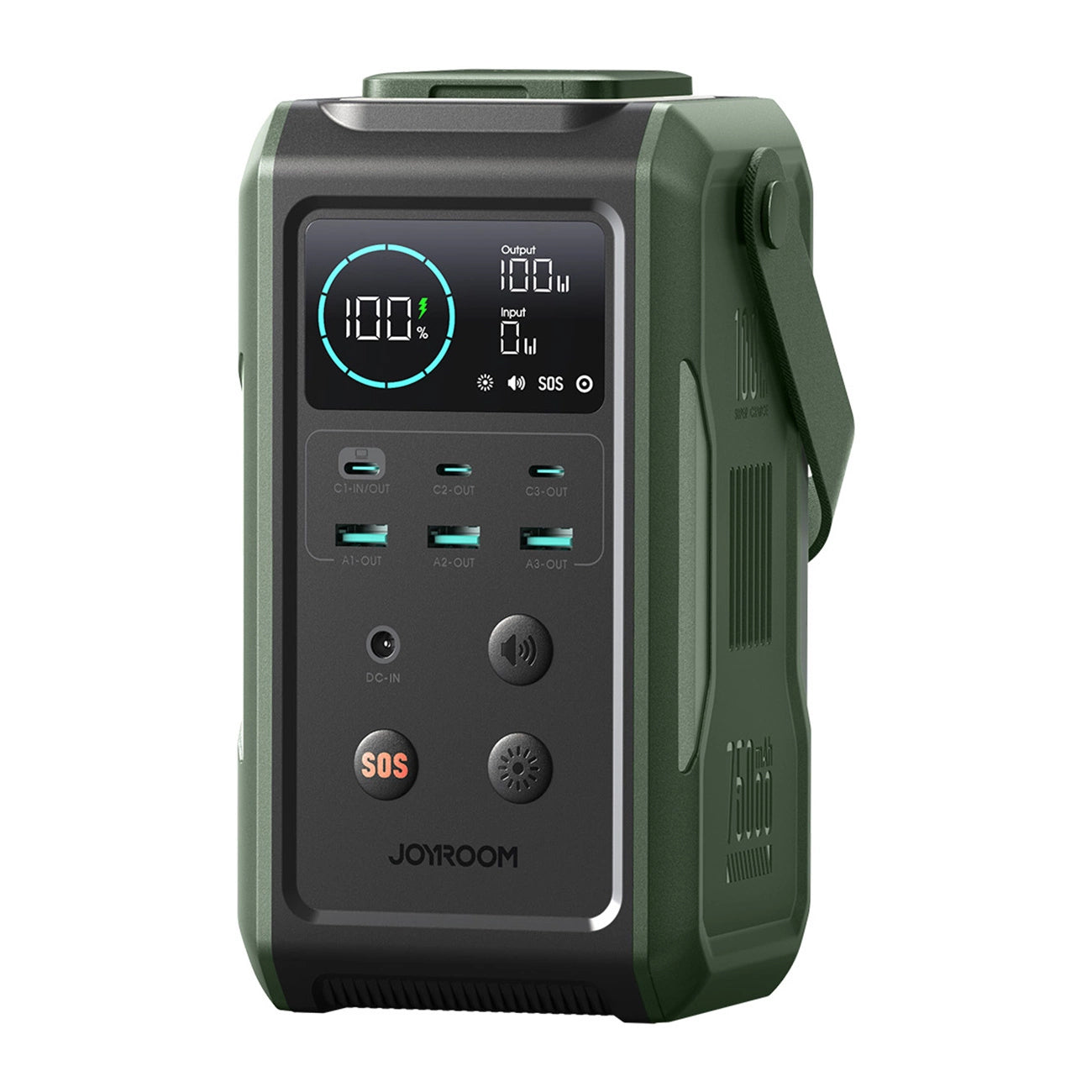 Ekstern batteri Joyroom JR-PBF10, 75000mAh, 100W, QC + PD, 3 x USB-A - 3 x USB-C, Grønn