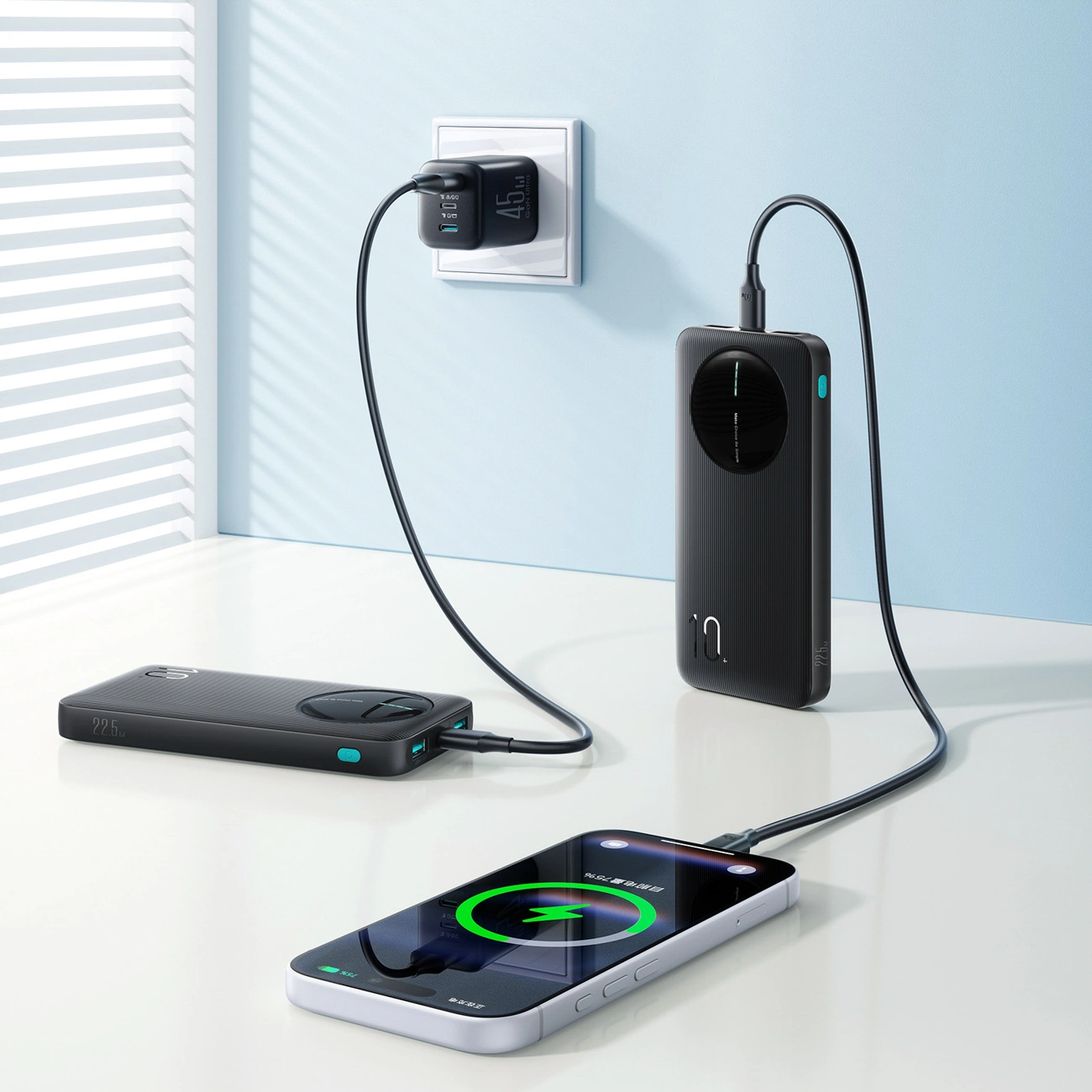 Ekstern batteri Joyroom JR-PBF12 Pro, 10000mAh, 22.5W, QC + PD, 1 x USB-C - 2 x USB-A, Svart