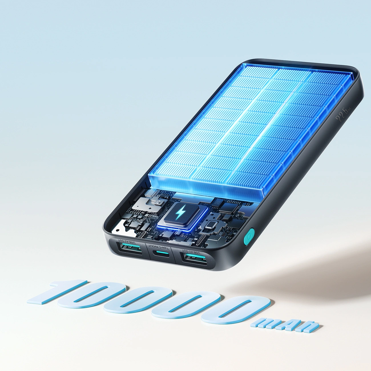 Ekstern batteri Joyroom JR-PBF12 Pro, 10000mAh, 22.5W, QC + PD, 1 x USB-C - 2 x USB-A, Svart