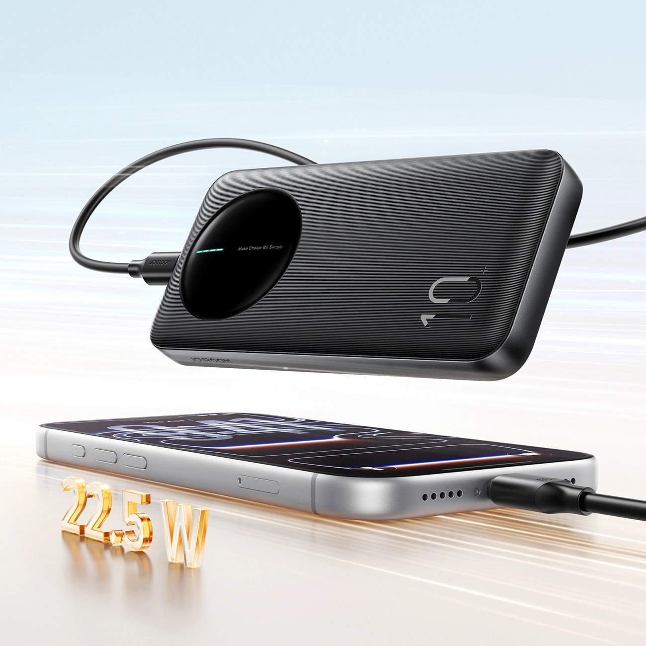 Ekstern batteri Joyroom JR-PBF12 Pro, 10000mAh, 22.5W, QC + PD, 1 x USB-C - 2 x USB-A, Svart