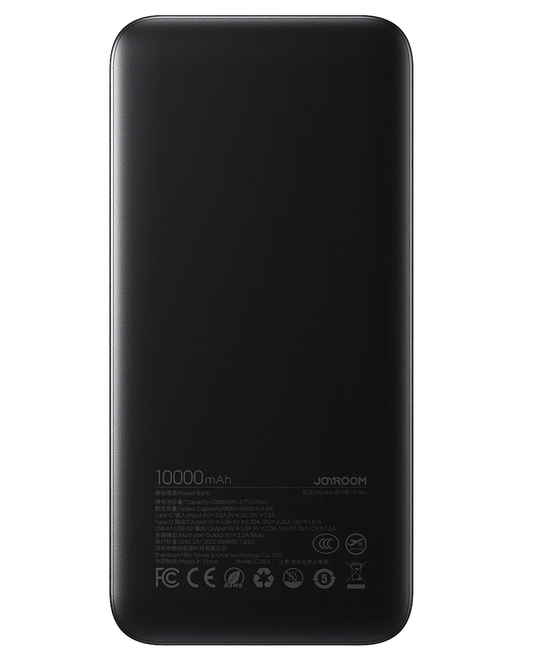 Ekstern batteri Joyroom JR-PBF12 Pro, 10000mAh, 22.5W, QC + PD, 1 x USB-C - 2 x USB-A, Svart