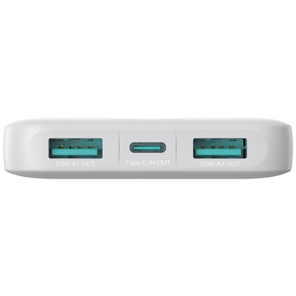 Ekstern batteri Joyroom JR-PBF12, 10000mAh, 12W, 1 x USB-C - 2 x USB-A, Hvit