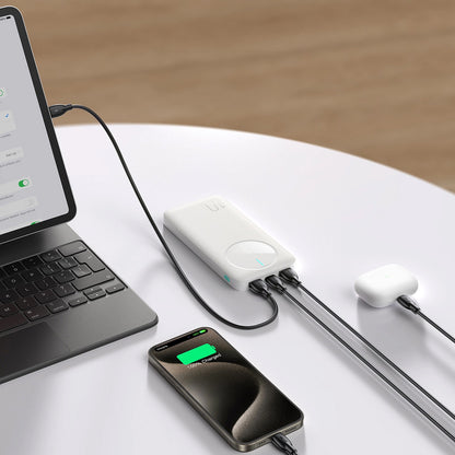 Ekstern batteri Joyroom JR-PBF12, 10000mAh, 12W, 1 x USB-C - 2 x USB-A, Hvit