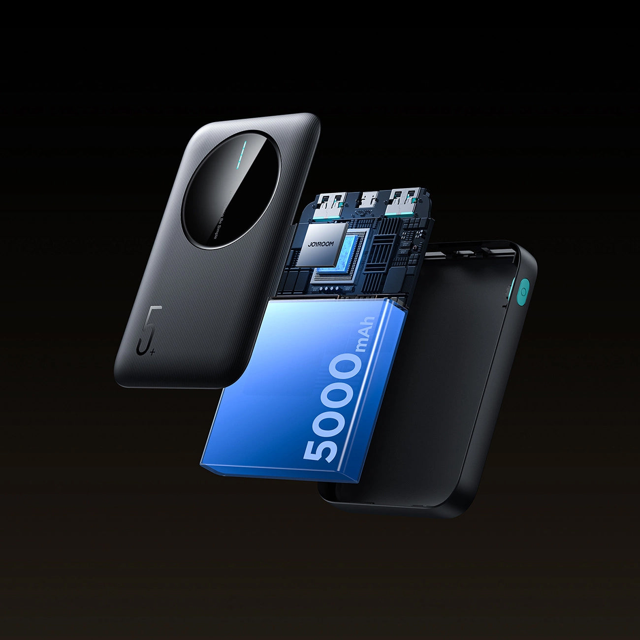 Ekstern Batteri Joyroom JR-PBF13, 5000mAh, 12W, 1 x USB-C - 2 x USB-A, Svart