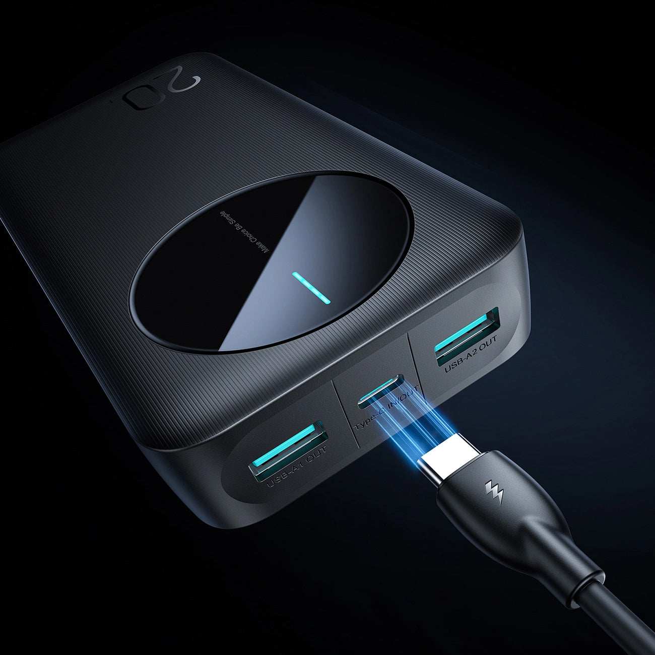 Ekstern batteri Joyroom JR-PBF14, 20000mAh, 12W, 1 x USB-C - 2 x USB-A, Svart