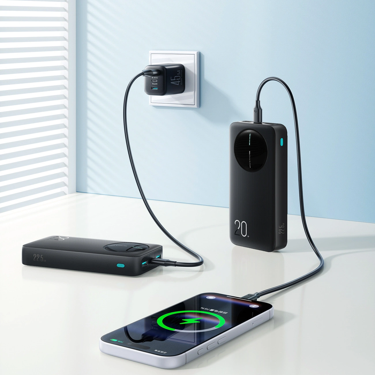 Ekstern batteri Joyroom JR-PBF14 Pro, 20000mAh, 22.5W, QC + PD, 1 x USB-C - 2 x USB-A, Svart