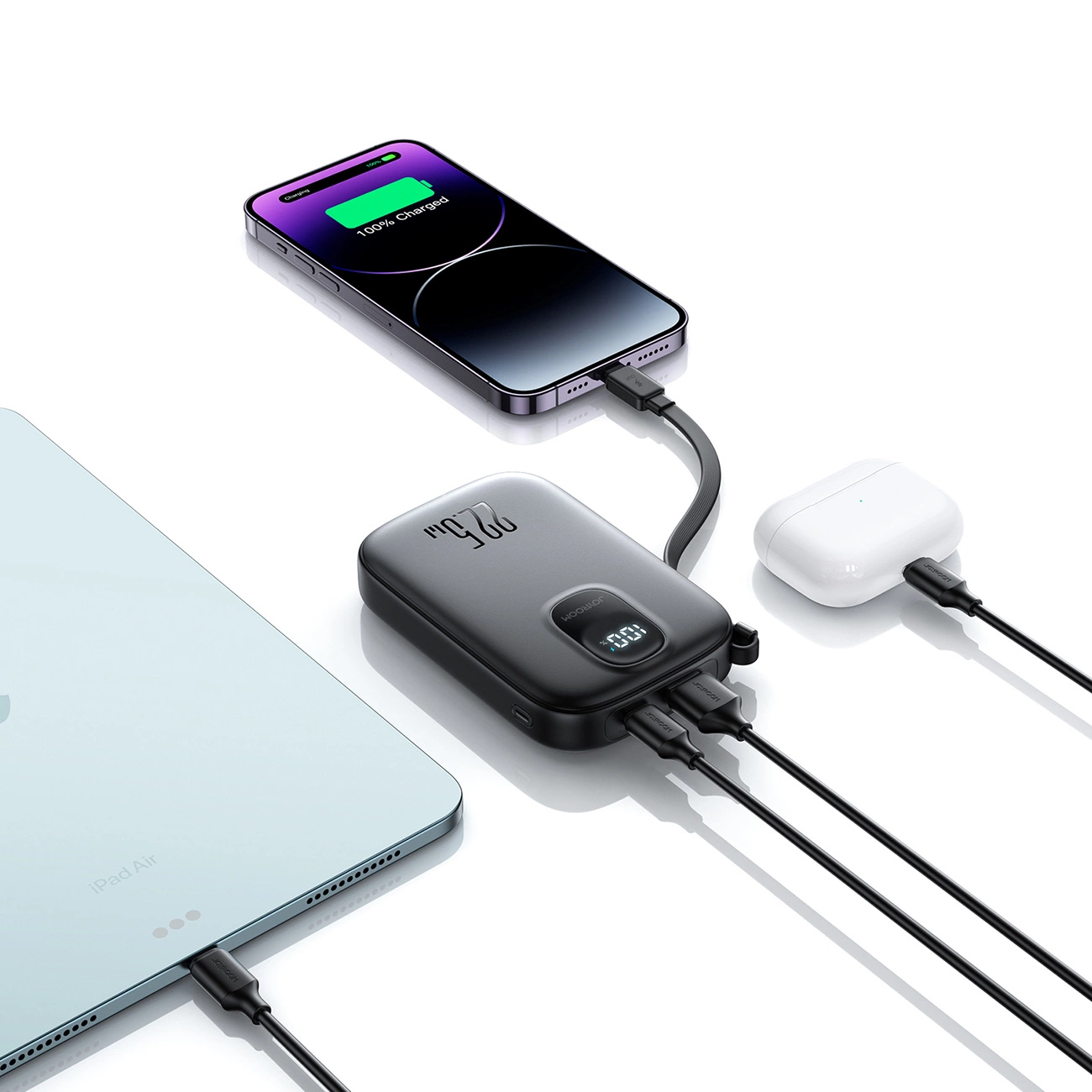 Ekstern Batteri Joyroom JR-PBF18, 10000mAh, 22.5W, QC + PD, 1 x Lightning - 1 x USB-A - 1 x USB-C, Svart