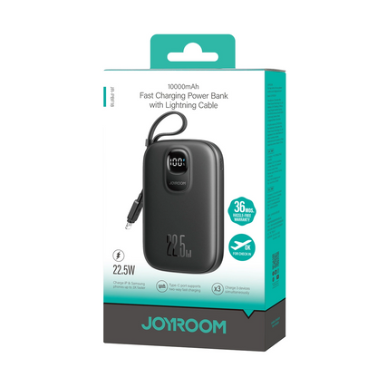 Ekstern Batteri Joyroom JR-PBF18, 10000mAh, 22.5W, QC + PD, 1 x Lightning - 1 x USB-A - 1 x USB-C, Svart