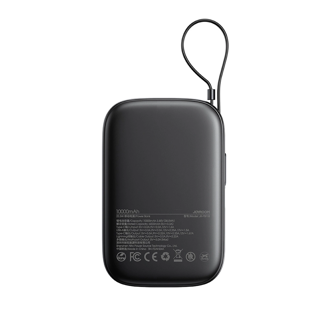 Ekstern Batteri Joyroom JR-PBF18, 10000mAh, 22.5W, QC + PD, 1 x Lightning - 1 x USB-A - 1 x USB-C, Svart