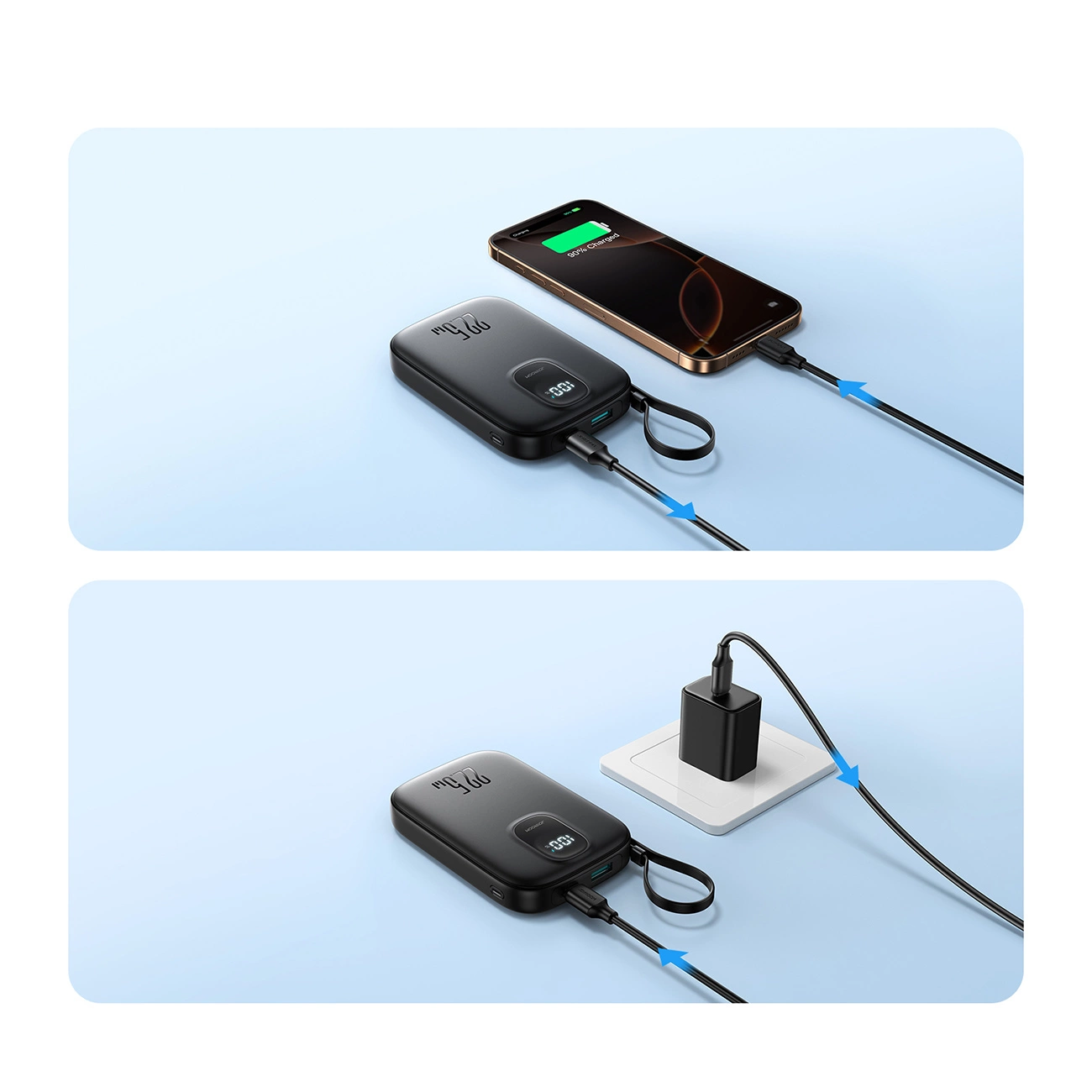 Ekstern Batteri Joyroom JR-PBF18, 10000mAh, 22.5W, QC + PD, 1 x Lightning - 1 x USB-A - 1 x USB-C, Svart