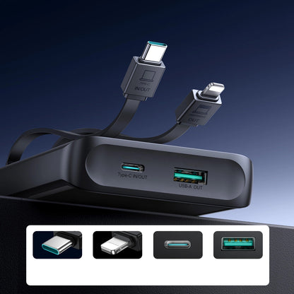 Ekstern Batteri Joyroom JR-PBF19, 10000mAh, 22.5W, QC + PD, 1 x Lightning - 1 x USB-A - 2 x USB-C, Svart