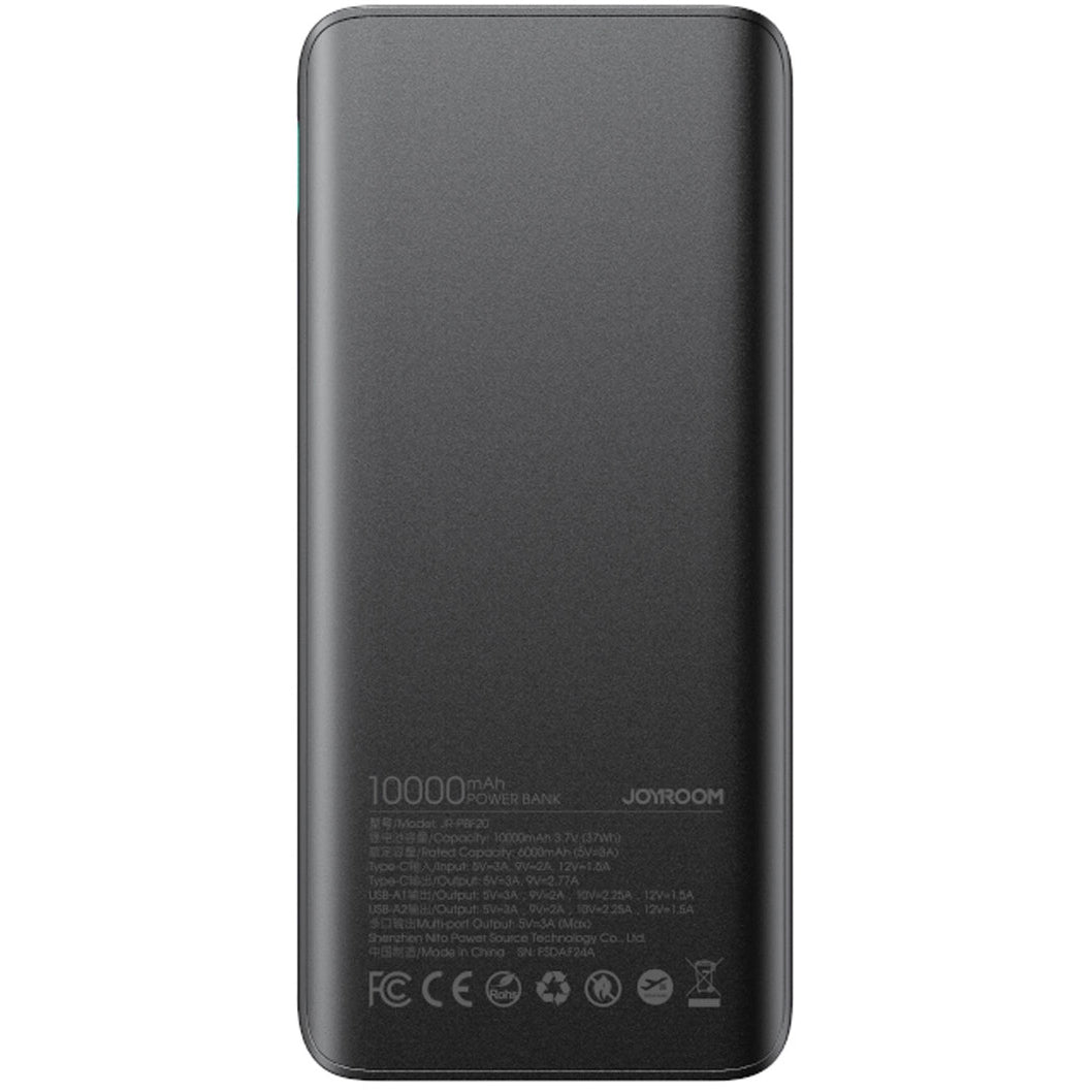 Ekstern Batteri Joyroom JR-PBF20, 10000mAh, 25W, QC + PD, 1 x USB-C - 2 x USB-A, Svart