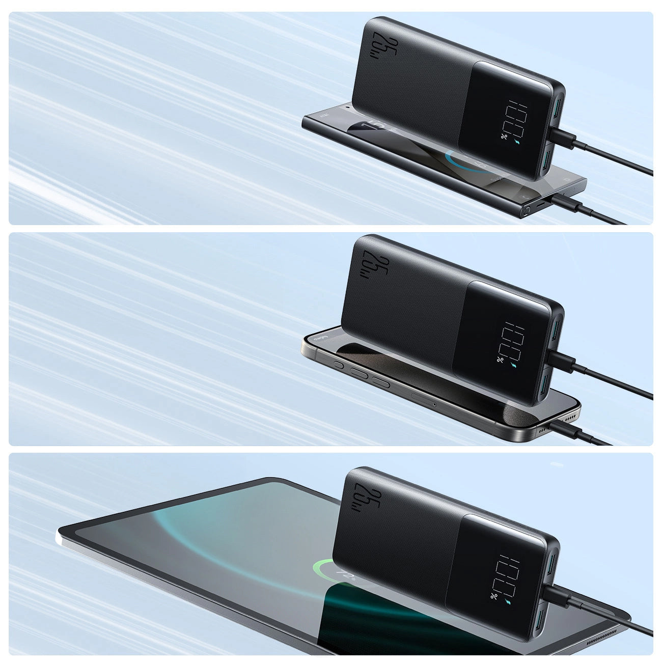 Ekstern Batteri Joyroom JR-PBF20, 10000mAh, 25W, QC + PD, 1 x USB-C - 2 x USB-A, Svart
