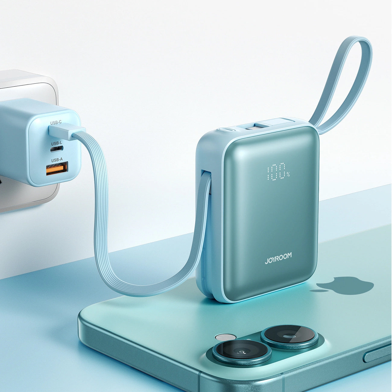 Ekstern batteri Joyroom JR-PBF27, 10000mAh, 22.5W, PD, 1 x Lightning - 2 x USB-C, Blå