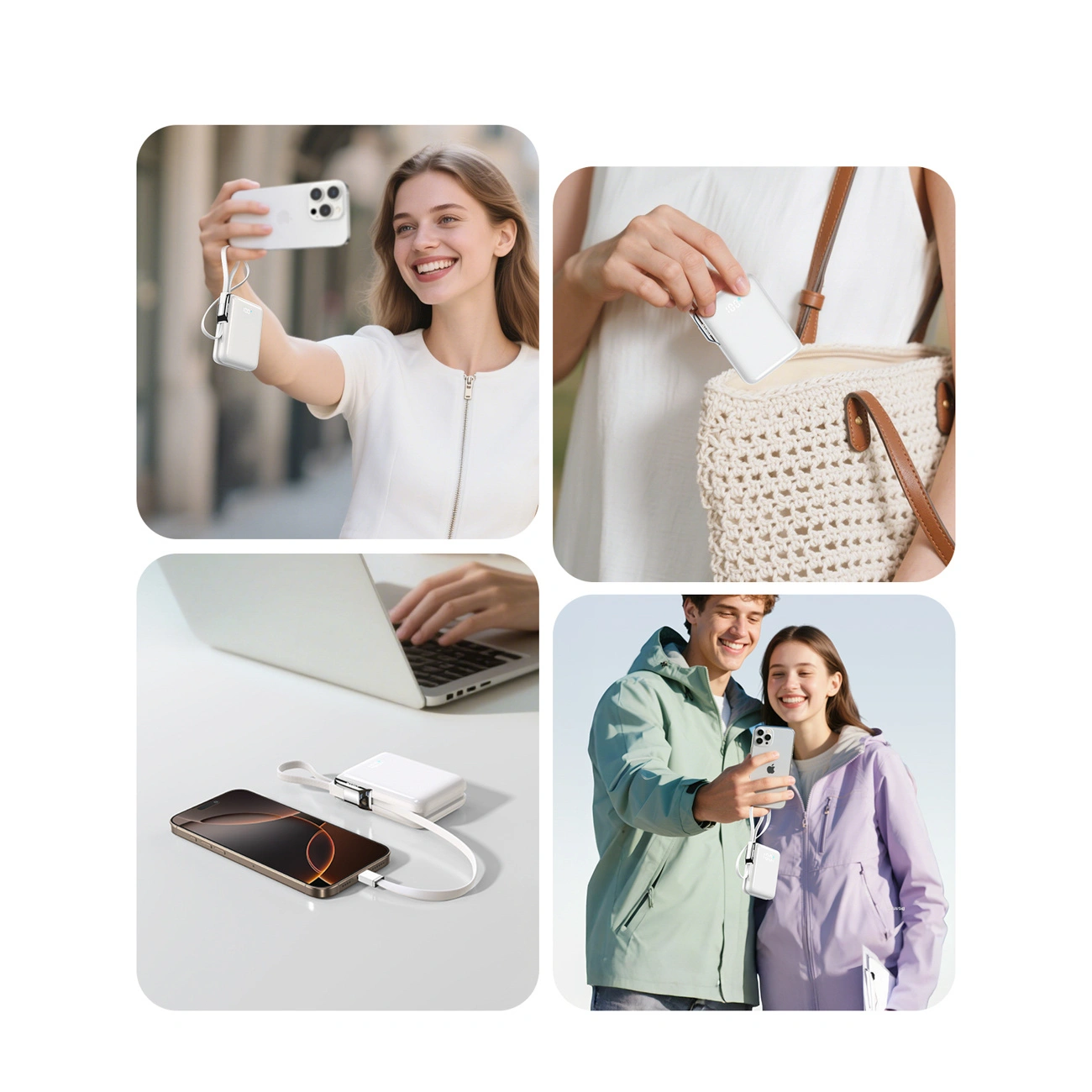 Ekstern batteri Joyroom JR-PBF27 Pro, 10000mAh, 30W, QC + PD, 1 x Lightning - 2 x USB-C, Hvit