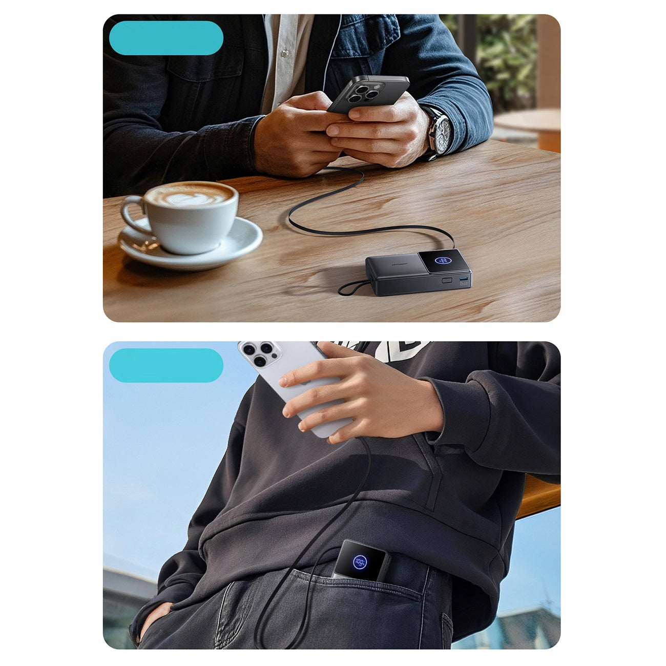 Ekstern batteri Joyroom JR-PR1, 10000mAh, 22.5W, PD, 2 x USB-C, Grå
