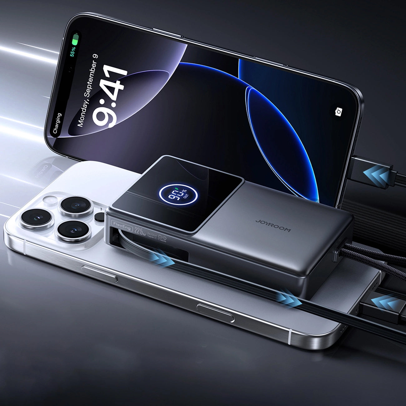 Ekstern batteri Joyroom JR-PR1, 10000mAh, 22.5W, PD, 2 x USB-C, Grå