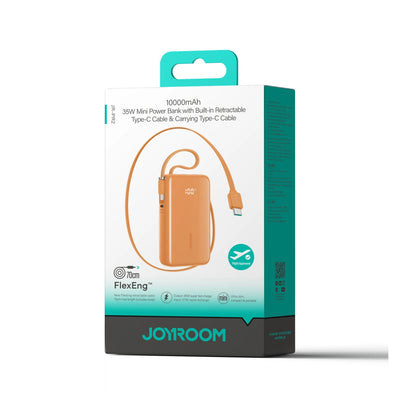 Joyroom JR-PR2 Ekstern Batteri, 10000mAh, 35W, PD, 3 x USB-C, Oransje