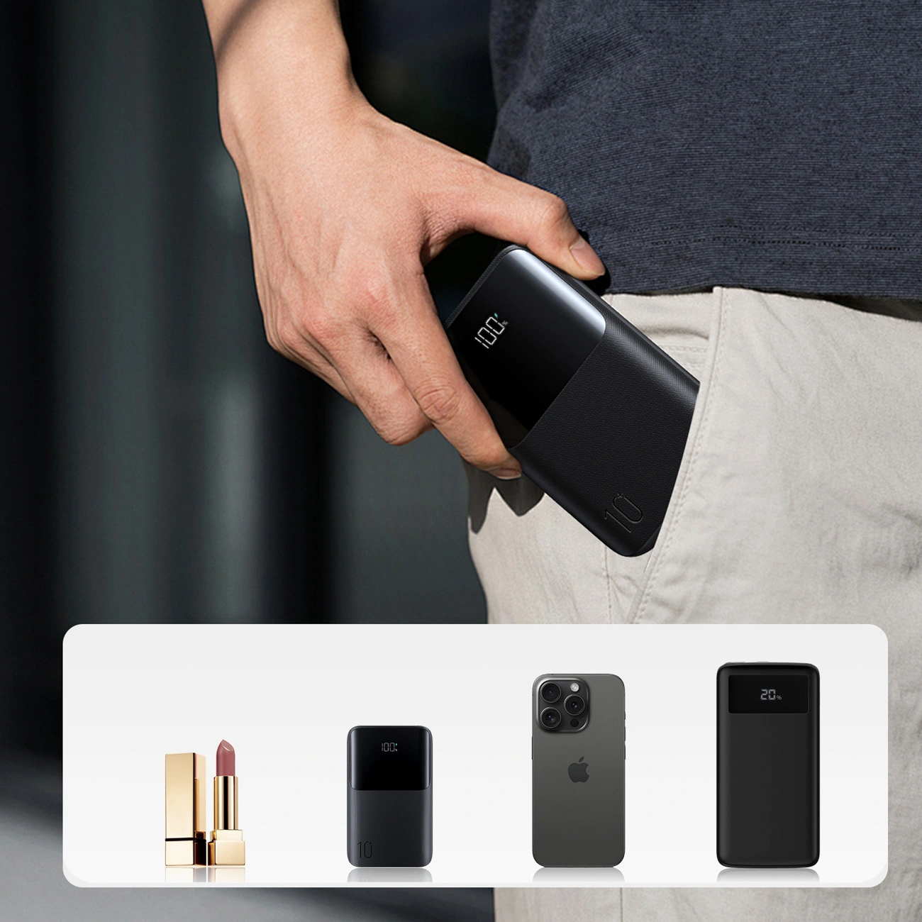 Ekstern Batteri Joyroom JR-QP191, 10000mAh, 22.5W, QC + PD, 1 x USB-A - 2 x USB-C, Svart